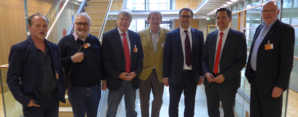 Foto (MdB-Büro Fechner): Die Gäste der IG Bohr mit SPD-Fraktionsvize Sören Bartol (3. v. re.) und Johannes Fechner, MdB